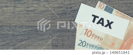 Inscription tax and euro banknotes. Calculating and paying tax for previous year. Place for text 140651841