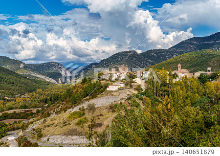 Binies is a beautiful village Aragonese Pyrenees that is at the entrance of the Valley of Anso in Spain Binies is a beautiful village Aragonese Pyrenees that is at the entrance of the Valley of Anso in Spain 140651879