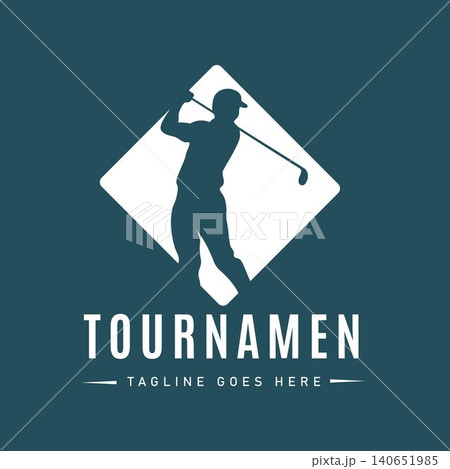 Golf Player Tournament Logo with Modern Diamond Frame Design for Golf Club and Sports Event 140651985