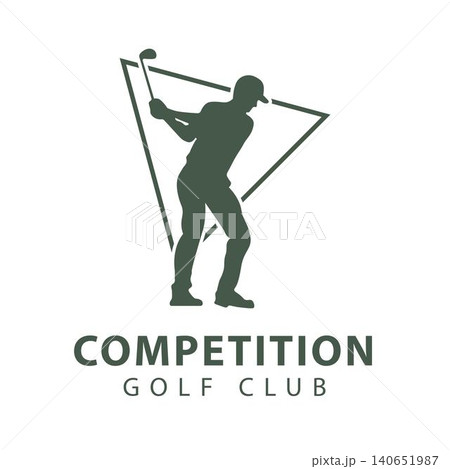 Golf Competition Player Logo with Geometric Triangle Symbol for Golf Tournament and Sports Academy 140651987