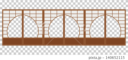 Shoji screen door with continuous circular window design (vector illustration) 140652115