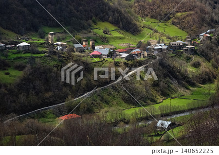The Nakipari village located in the Upper Svaneti region of Georgia The Nakipari village located in the Upper Svaneti region of Georgia 140652225