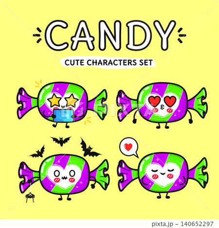 Candy cartoon character set expressing different emotions Candy cartoon character set expressing different emotions 140652297