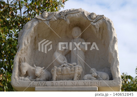 Nativity Scene, birth of Jesus Christ, Mary's Way in Klenovnik, Croatia 140652845