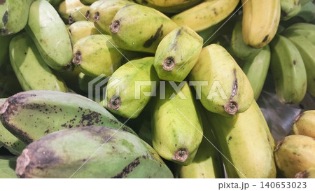 Fresh bunches of lady finger bananas with visible stems background. Fresh bunches of lady finger bananas with visible stems background. 140653023