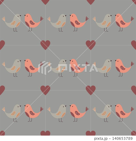 Seamless minimalist vector pattern of funny colorful birds on white background 140653789