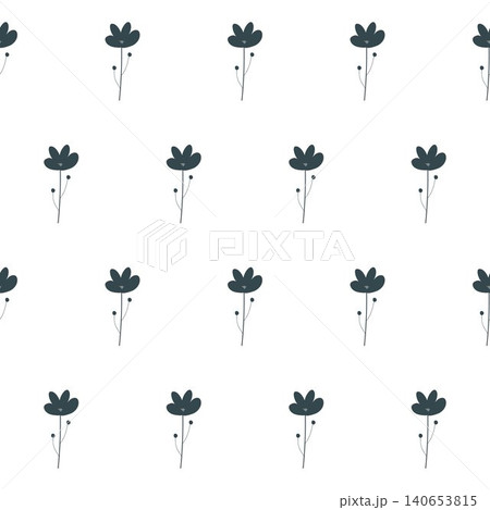 vector seamless botanical pattern with flowers in a monochrome palette 140653815