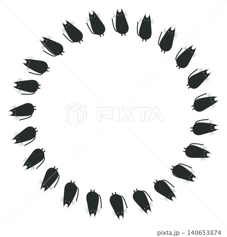 vector simple wreath of black cats in a monochrome palette on white background 140653874