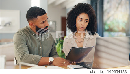 Couple, laptop and paperwork or home insurance or conversation for online agreement, mortgage or expenses. Man, woman and document for payment finances on internet for house, network or guidelines Couple, laptop and paperwork or home insurance or conversation for online agreement, mortgage or expenses. Man, woman and document for payment finances on internet for house, network or guidelines 140654188