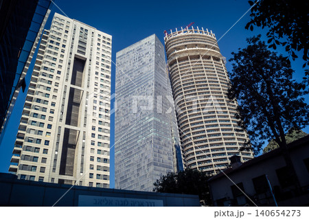 Street view of tel aviv showing the unique local architecture and urban landscape 140654273