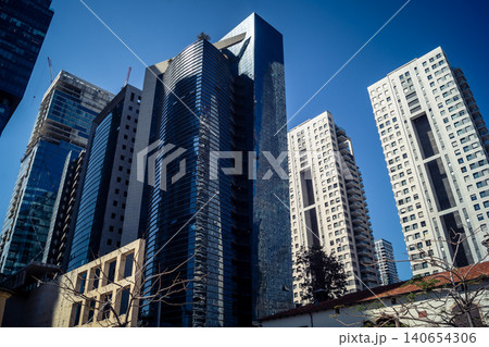 Street view of tel aviv showing the unique local architecture and urban landscape Street view of tel aviv showing the unique local architecture and urban landscape 140654306