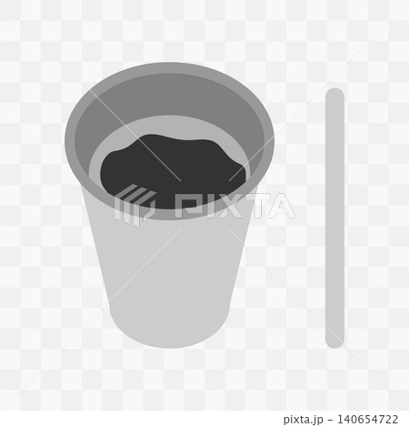Disposable cup with coffee and stirring stick in grayscale Minimalistic Flat design Coffee Day icon. Isolate Vector illustration Coffee Related content Sticker Logo Pictogram design element media post 140654722