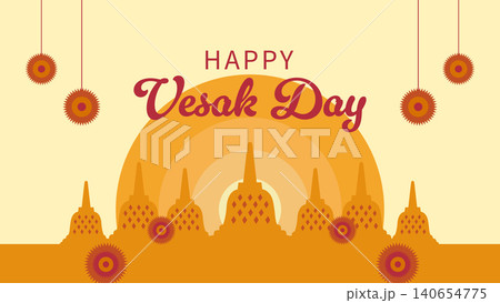 Happy Vesak Day Greeting Background Banner Illustration 140654775