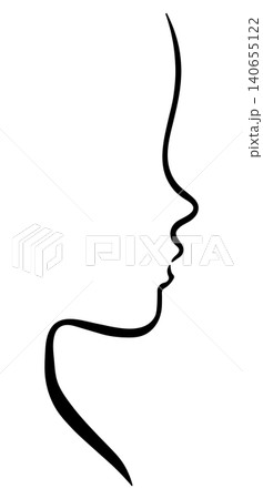 Minimalist face silhouette black line art 140655122