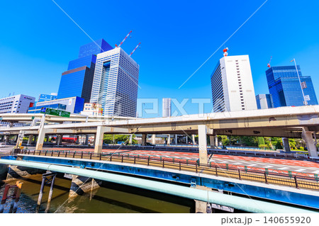 東京 港区 浜崎橋交差点付近の都市風景 東京 港区 浜崎橋交差点付近の都市風景 140655920
