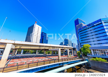 東京 港区 浜崎橋交差点付近の都市風景 東京 港区 浜崎橋交差点付近の都市風景 140655924