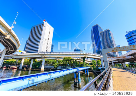 東京 港区 浜崎橋交差点付近の都市風景 東京 港区 浜崎橋交差点付近の都市風景 140655929