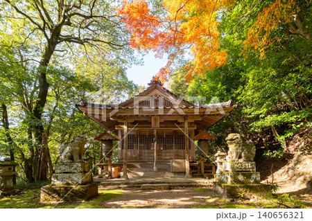 秋の国府神社 拝殿 宇倍神社境内 鳥取県鳥取市国府町 秋の国府神社 拝殿 宇倍神社境内 鳥取県鳥取市国府町 140656321