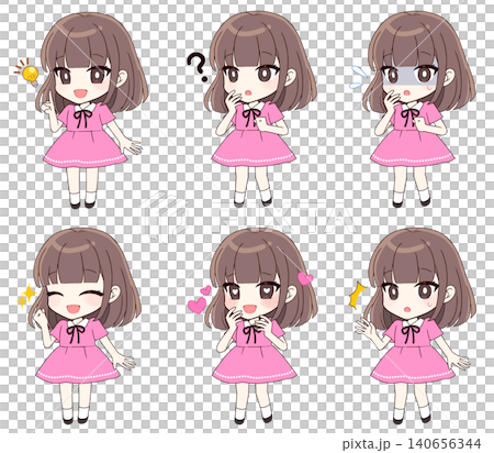 Teenage girl set (deformed style) - Manga Anime Teenage girl set (deformed style) - Manga Anime 140656344