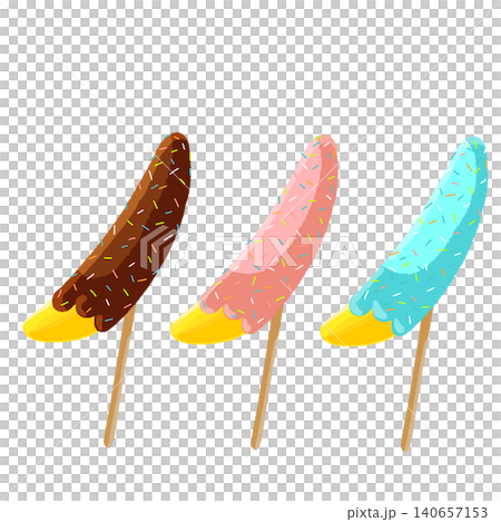 Three types of chocolate-covered bananas Three types of chocolate-covered bananas 140657153