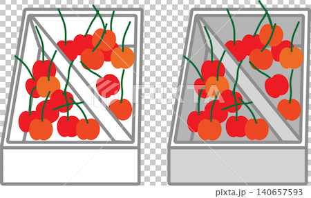 さくらんぼの箱入りイラスト さくらんぼの箱入りイラスト 140657593