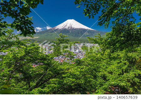 富士山と新緑が美しい新倉浅間公園の眺望 140657639