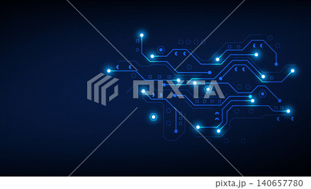 Abstract blue digital circuit board vector background with glowing light connections Abstract blue digital circuit board vector background with glowing light connections 140657780