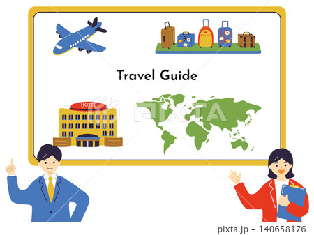 旅行プランを案内するビジネスパーソン 旅行プランを案内するビジネスパーソン 140658176