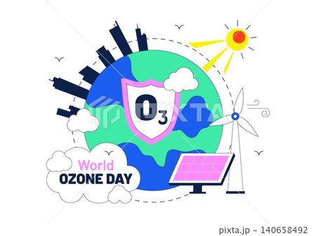 World Ozone Day Illustration Featuring Ozone Layer Protection, Environmental Awareness, Renewable Energy, Sustainable Earth, and Climate Action World Ozone Day Illustration Featuring Ozone Layer Protection, Environmental Awareness, Renewable Energy, Sustainable Earth, and Climate Action 140658492