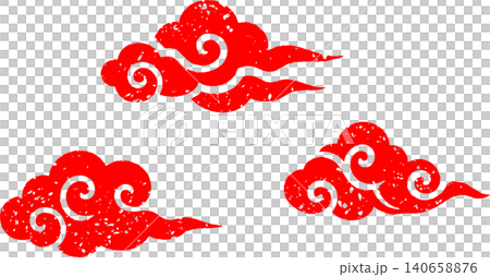 Stamp-style auspicious cloud pattern / Japanese-style clouds Stamp-style auspicious cloud pattern / Japanese-style clouds 140658876