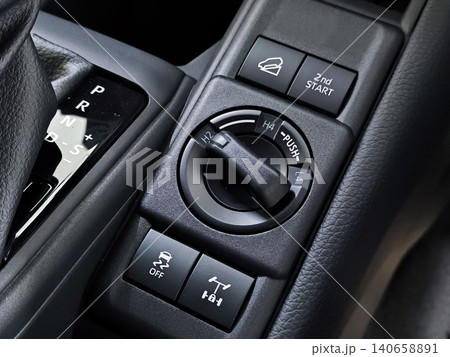 Close-up Four Wheel Drive Controls in Vehicle Interior 140658891