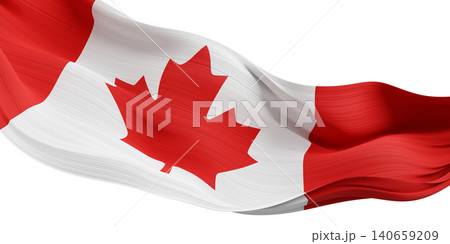 Canadian flag pleated chiffon fabric flowing isolated on white background 3D render Canadian flag pleated chiffon fabric flowing isolated on white background 3D render 140659209