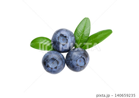 Three fresh blueberries with green leaves, PNG Three fresh blueberries with green leaves, PNG 140659235