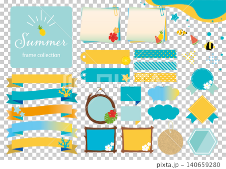 Turquoise summer label and ribbon set Turquoise summer label and ribbon set 140659280