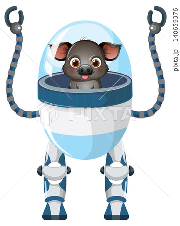 Cute Cartoon Pig Pilot Operating a Futuristic Bipedal Robot Suit Cute Cartoon Pig Pilot Operating a Futuristic Bipedal Robot Suit 140659376
