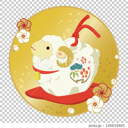 Cute illustration of a sheep clay bell (with background) Cute illustration of a sheep clay bell (with background) 140659465