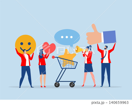 Shopping Customer feedback,Business people giving emoticon feedback such as stars, thumbs up.client satisfaction review rating or evaluation concept Shopping Customer feedback,Business people giving emoticon feedback such as stars, thumbs up.client satisfaction review rating or evaluation concept 140659963