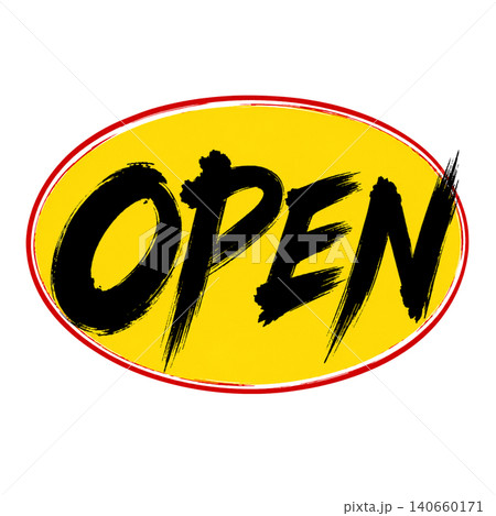 OPEN/黄色楕円 黒文字 筆文字 手書き オープンPOP素材 OPEN/黄色楕円 黒文字 筆文字 手書き オープンPOP素材 140660171