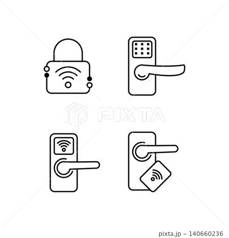 Electronic hotel door lock symbol wireless signal 140660236
