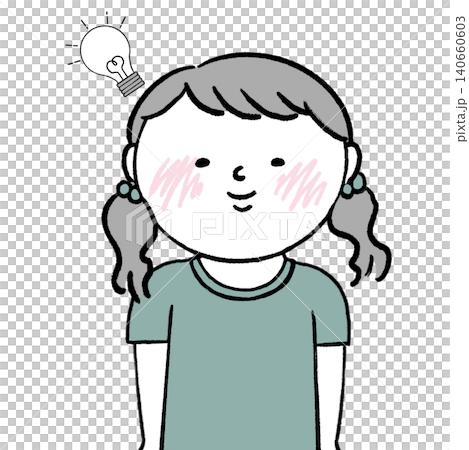 一個女孩想出了一個好主意,這是她的角色插畫。 一個女孩想出了一個好主意,這是她的角色插畫。 140660603