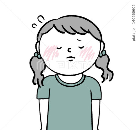 申し訳なさそうな女の子の人物イラスト 140660606