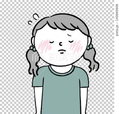 一幅女孩帶著歉意表情的插圖 140660606