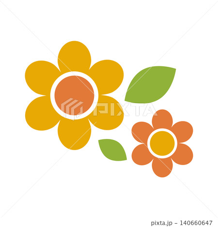 昭和レトロなオレンジ色の花のイラスト 昭和レトロなオレンジ色の花のイラスト 140660647