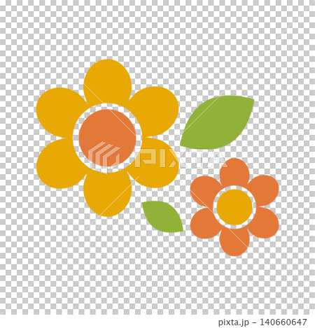 昭和レトロなオレンジ色の花のイラスト 昭和レトロなオレンジ色の花のイラスト 140660647