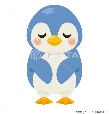 お辞儀するペンギンキャラクターイラスト 140660815