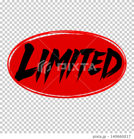 LIMITED / Red oval, black lettering, brushstrokes, handwritten, limited edition POP material LIMITED / Red oval, black lettering, brushstrokes, handwritten, limited edition POP material 140660817