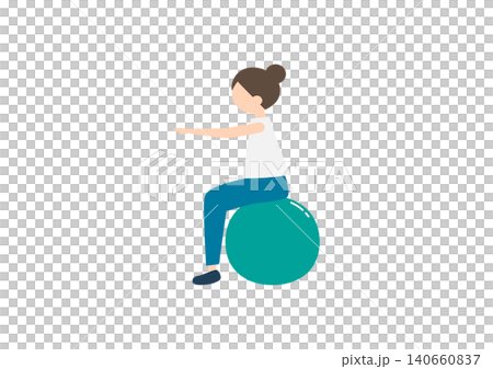 A woman riding a balance ball A woman riding a balance ball 140660837