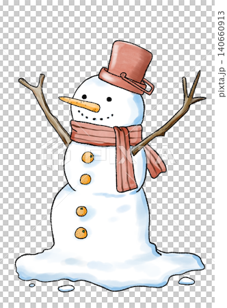 マフラーを巻いた雪だるま マフラーを巻いた雪だるま 140660913