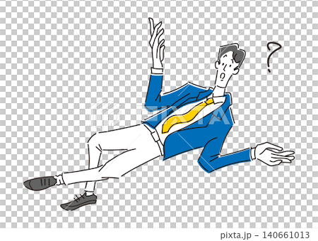 一幅風格簡潔的手繪插圖，描繪了一位神情憂慮的男性上班族。 140661013