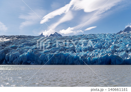 Glacier ice field in patagonia under blue sky and cloudscape 140661181